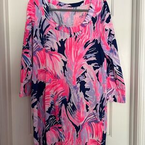 Vibrant Pink and Blue Patterned Dress